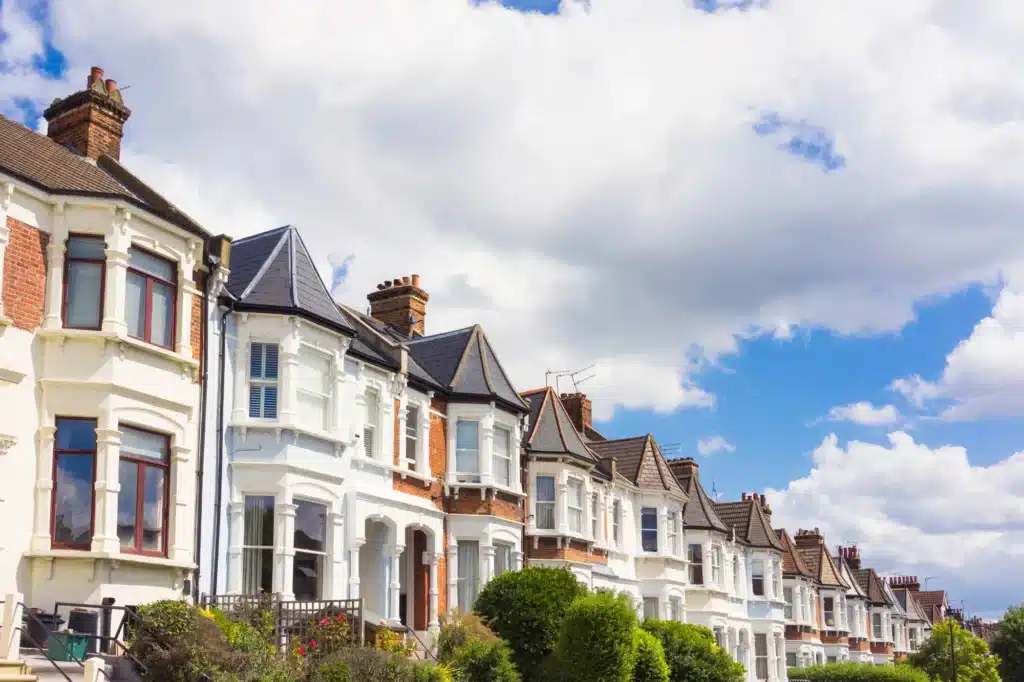 Row of charming residential houses